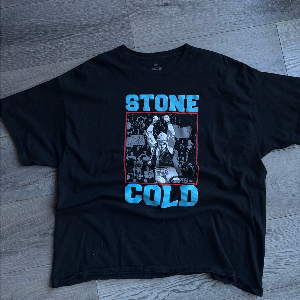 Stone Cold Graphic Tee - Black with Blue & Red Print